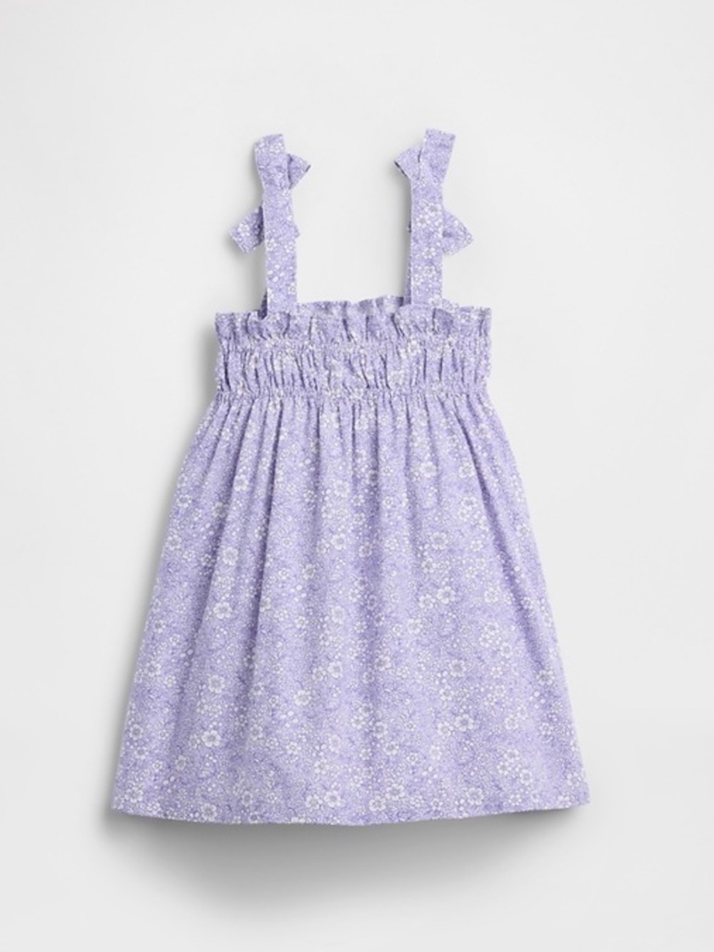 GAP Lilac Floral Smocked Bow-Strap Cotton Dress sz 5 - Picture 2 of 5